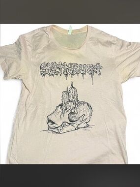slothrust Sloth Skull & Candle Band Tee in Pale Pink